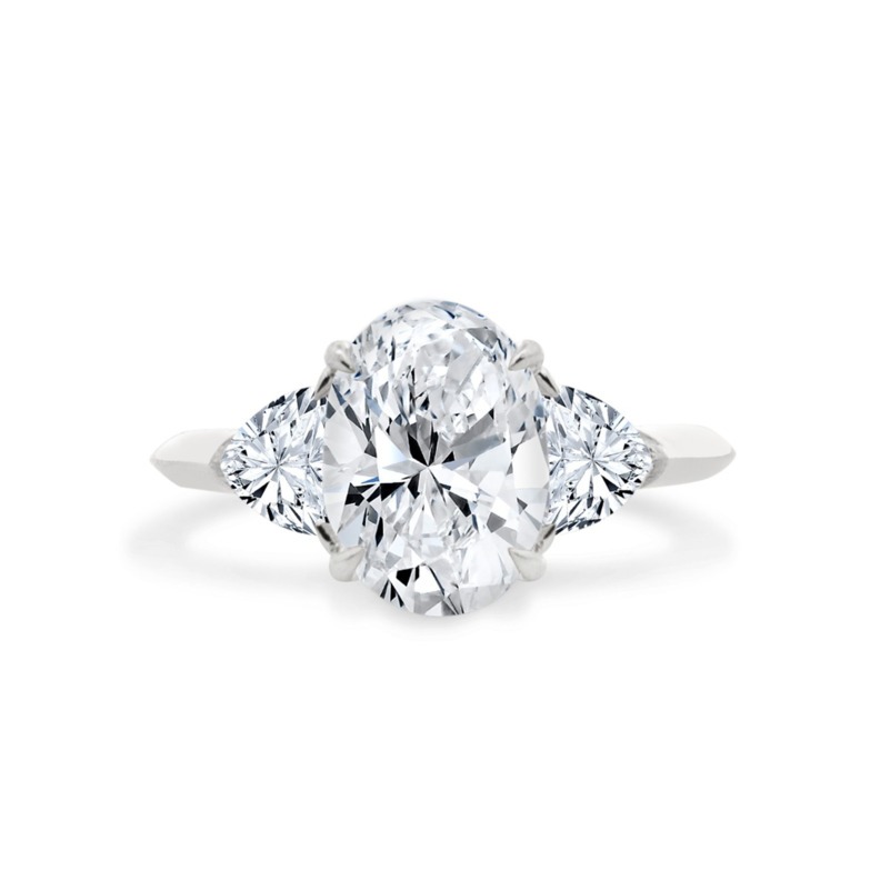 2ct Oval Lab Grown Diamond White Gold Three Stone Engagement Ring