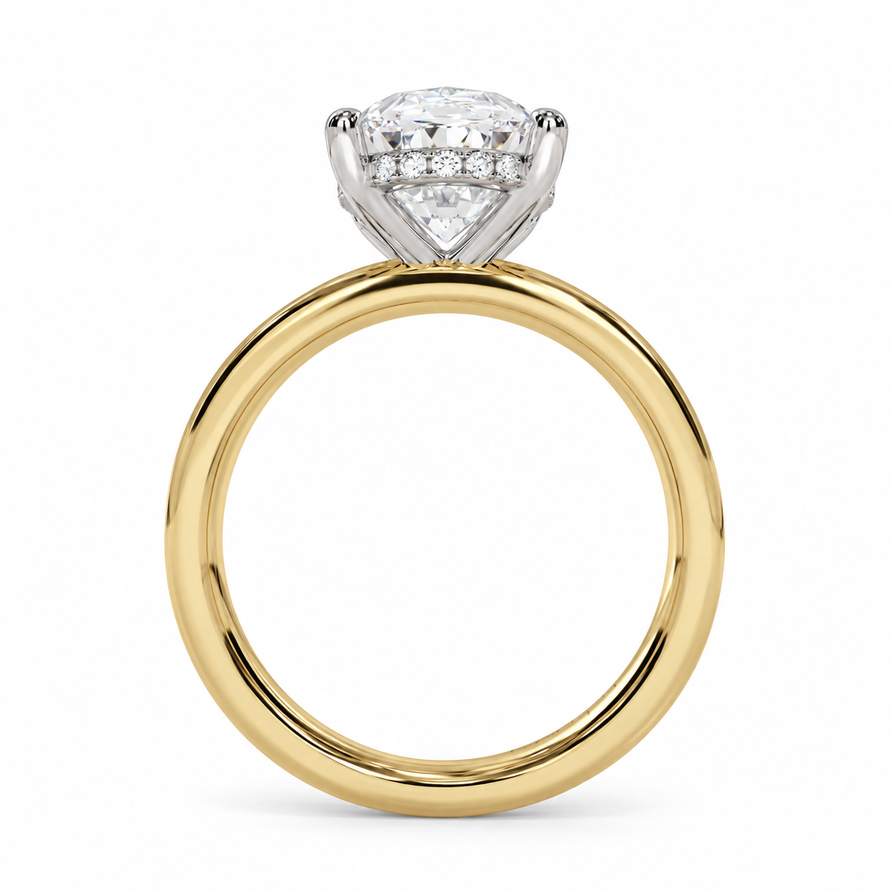 3.00 Carat Oval Lab-Grown Diamond Ring in 14K Two-Tone Gold with Hidden Halo l Size 6