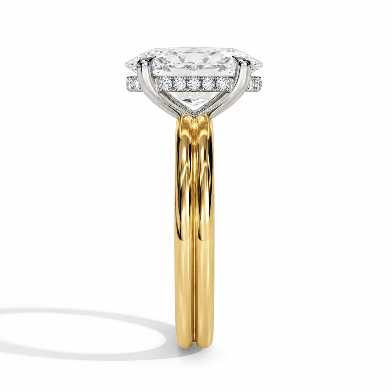 3.00 Carat Oval Lab-Grown Diamond Ring in 14K Two-Tone Gold with Hidden Halo l Size 6