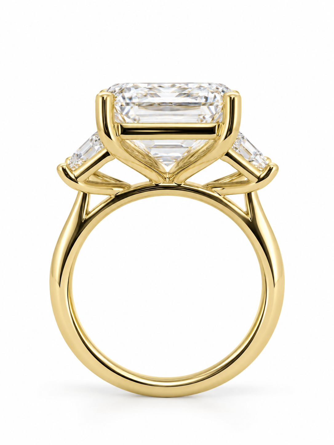 Emerald-cut Lab-Grown Diamond Three-Stone Ring in 14k Yellow Gold l Size 6