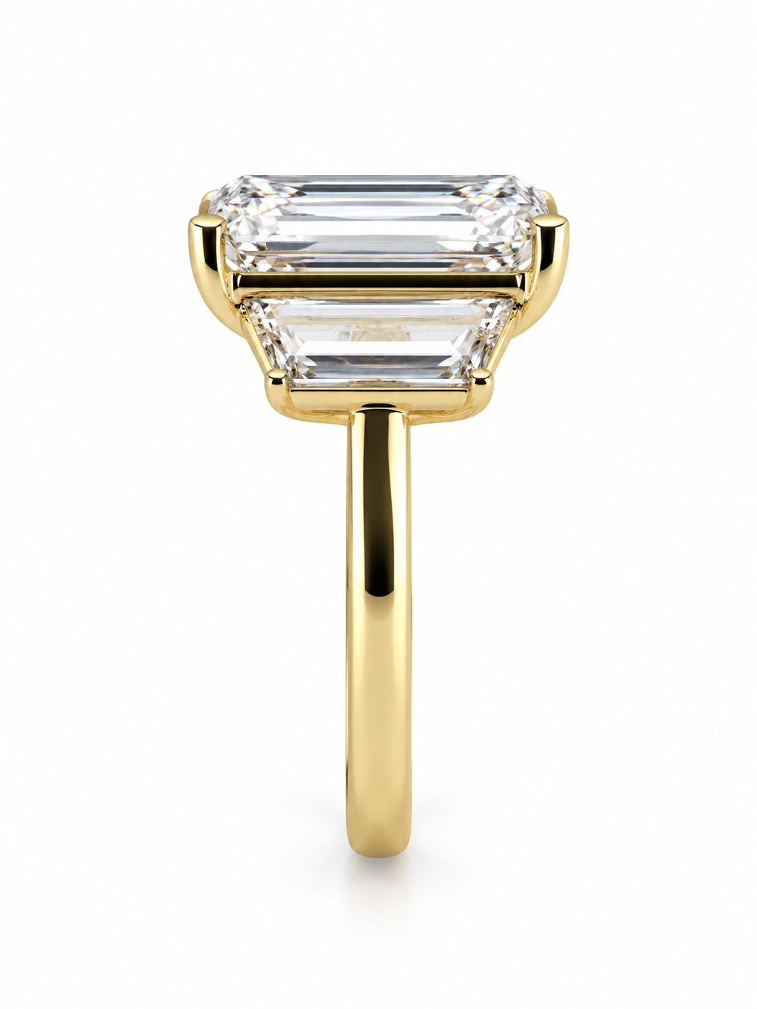 Emerald-cut Lab-Grown Diamond Three-Stone Ring in 14k Yellow Gold l Size 6