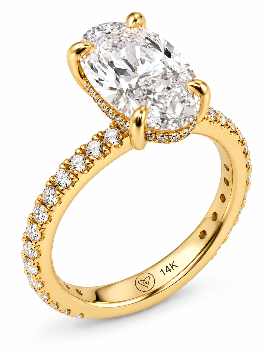 3.00 Carat Oval Diamond Hidden Halo Engagement Ring l Size 6