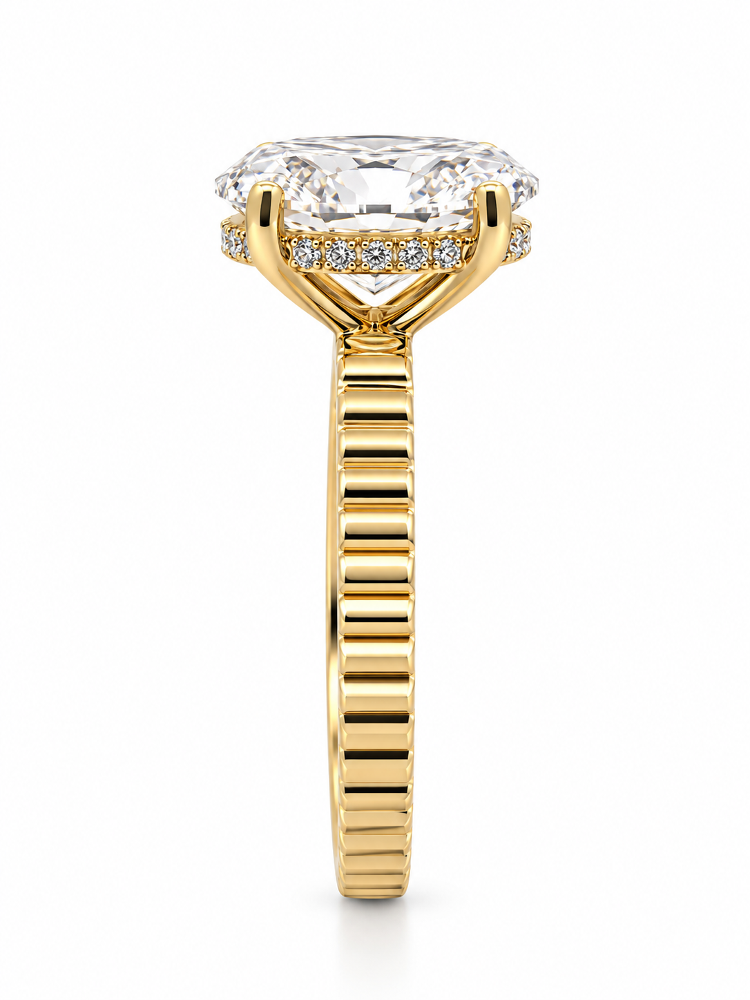 2.00 Carat Oval Lab-Grown Diamond Solitaire Engagement Ring with Hidden Halo l Size 6