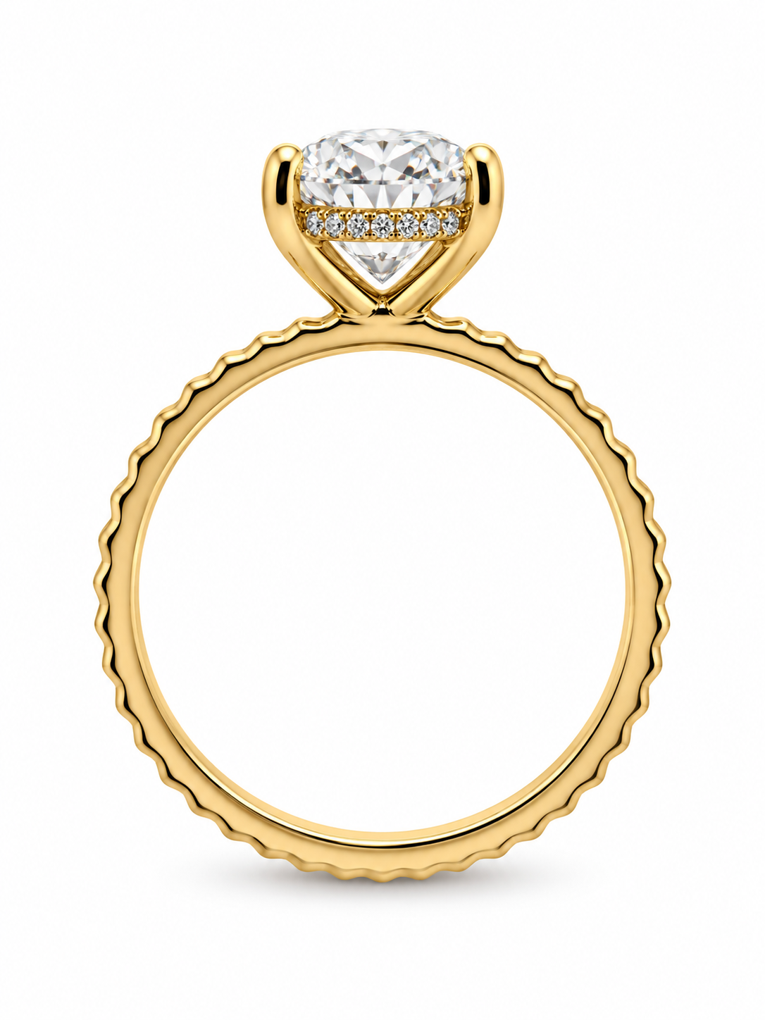 2.00 Carat Oval Lab-Grown Diamond Solitaire Engagement Ring with Hidden Halo l Size 6