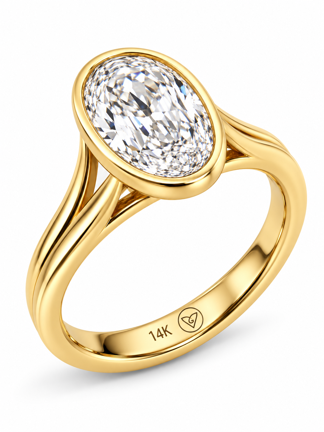 3.00 Carat Oval Lab-Grown Diamond Bezel-Set Solitaire Engagement Ring l Size 6