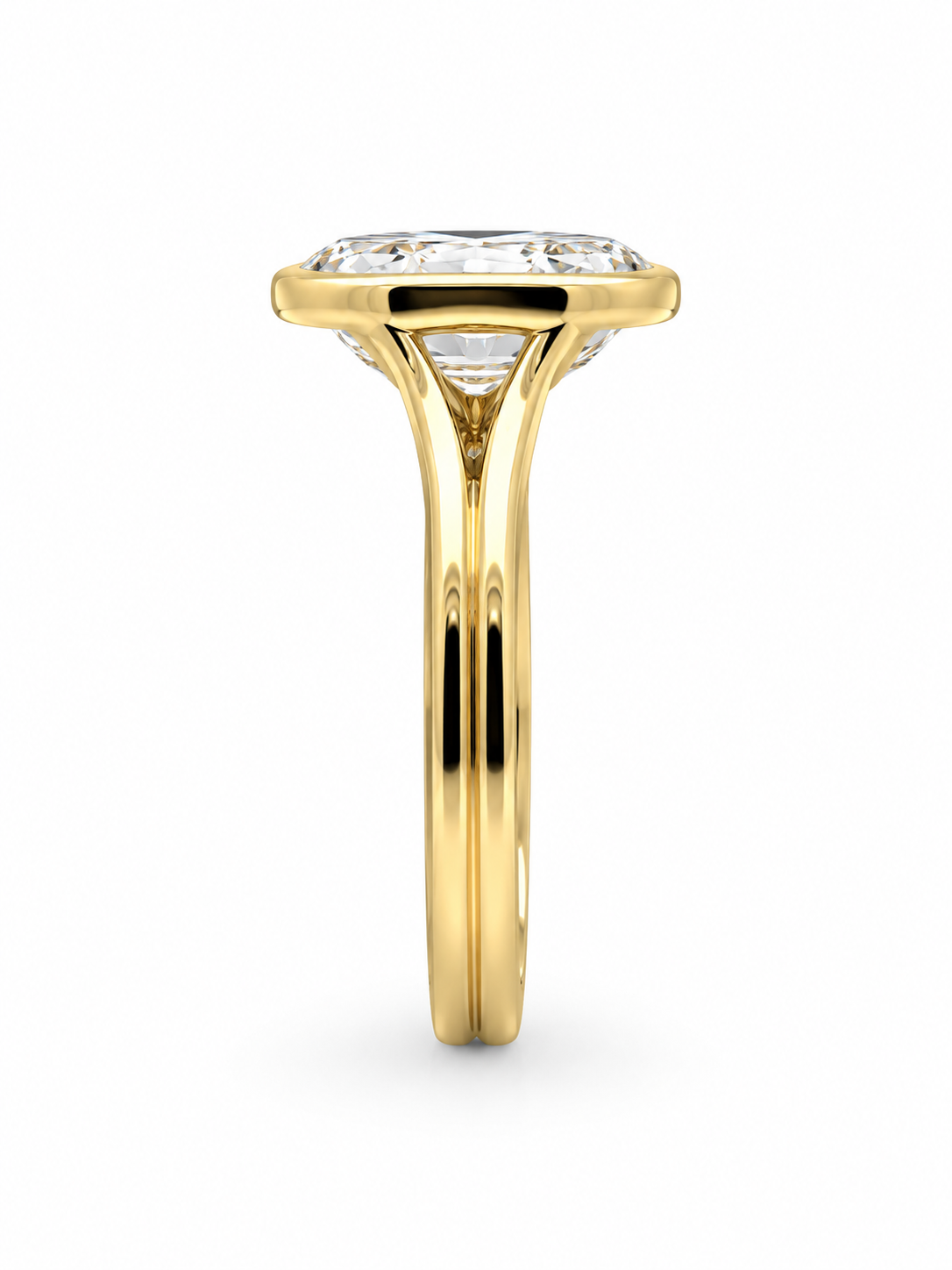 3.00 Carat Oval Lab-Grown Diamond Bezel-Set Solitaire Engagement Ring l Size 6