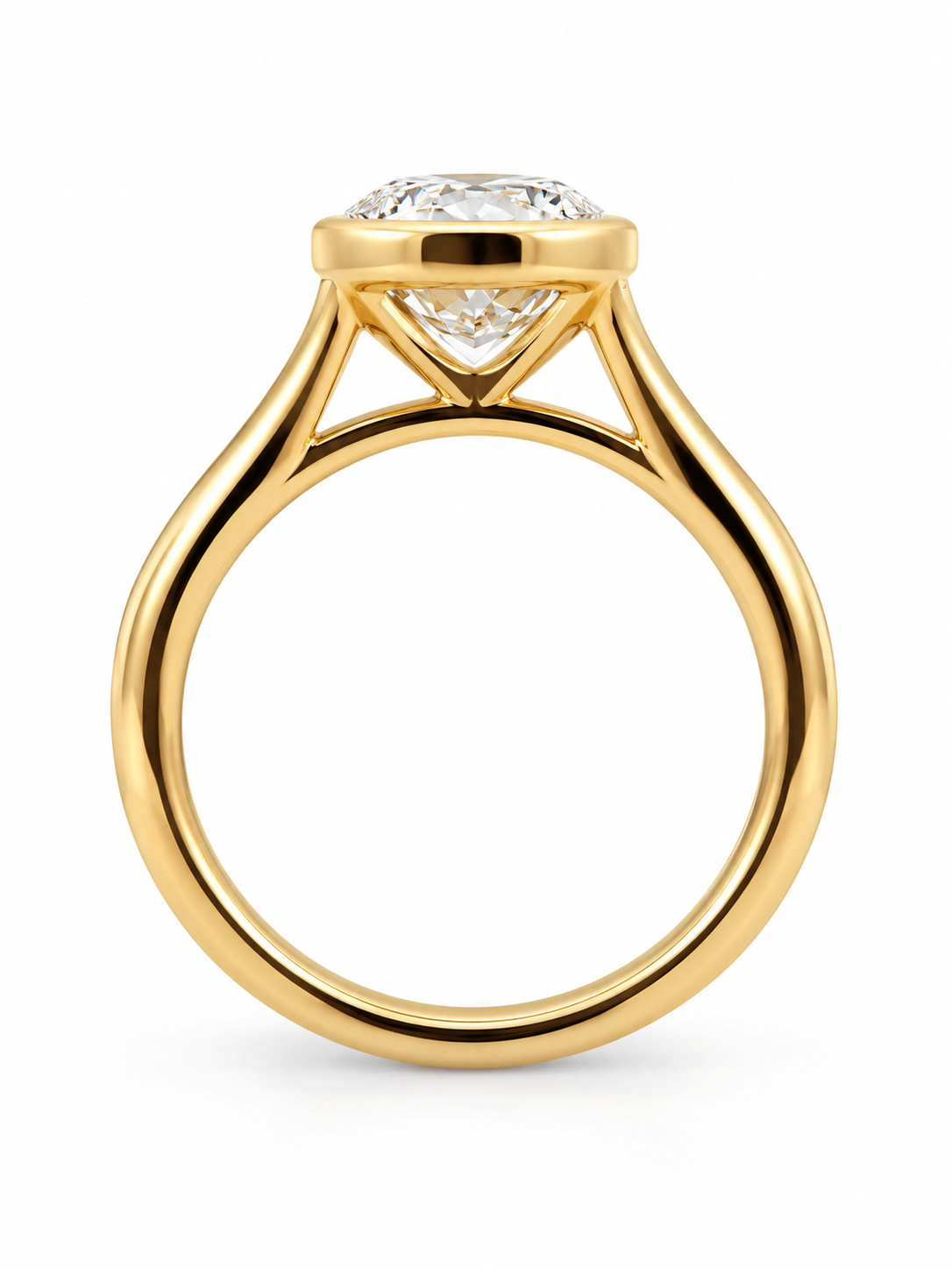 3.00 Carat Oval Lab-Grown Diamond Bezel-Set Solitaire Engagement Ring l Size 6