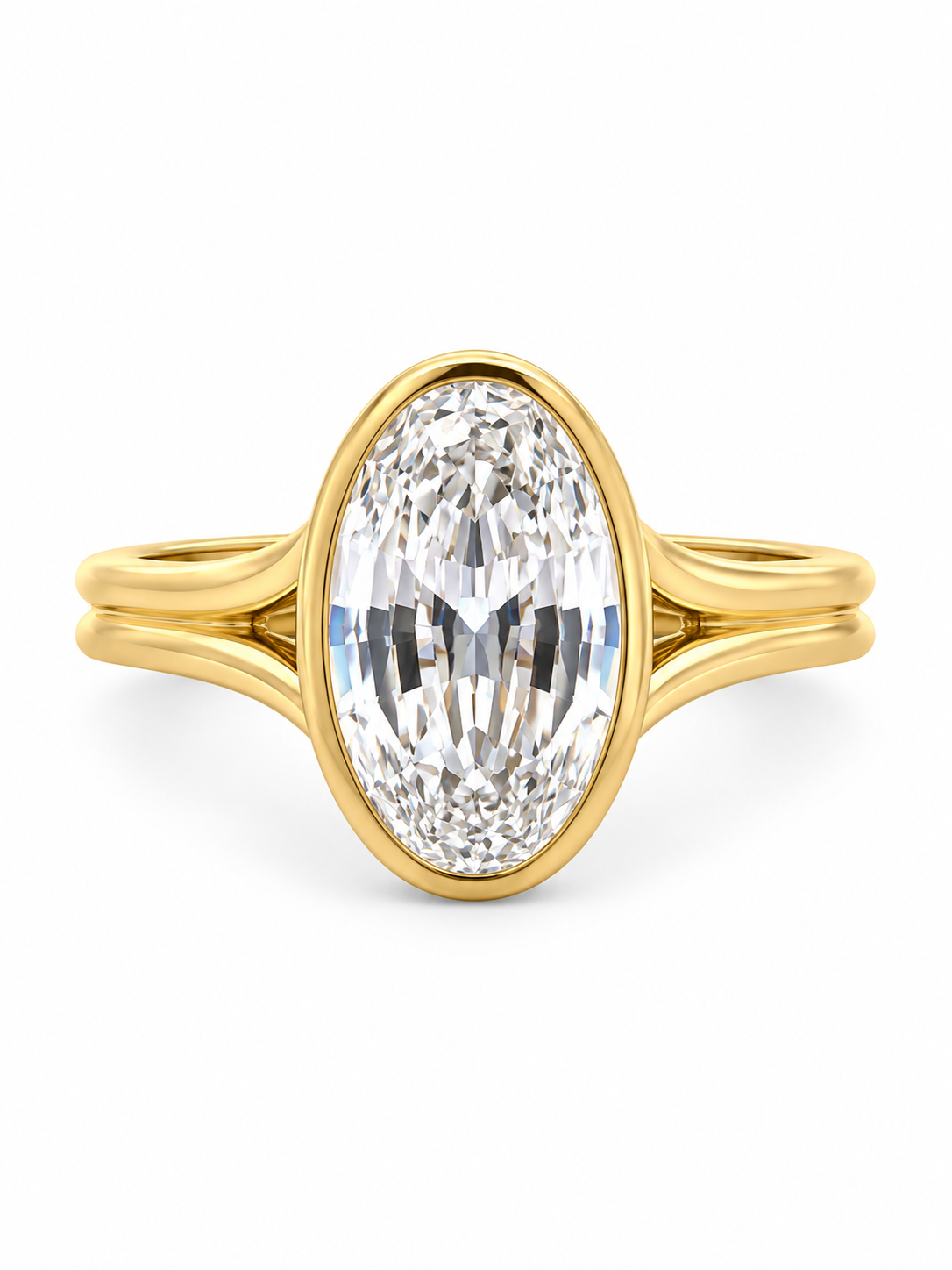 3.00 Carat Oval Lab-Grown Diamond Bezel-Set Solitaire Engagement Ring l Size 6