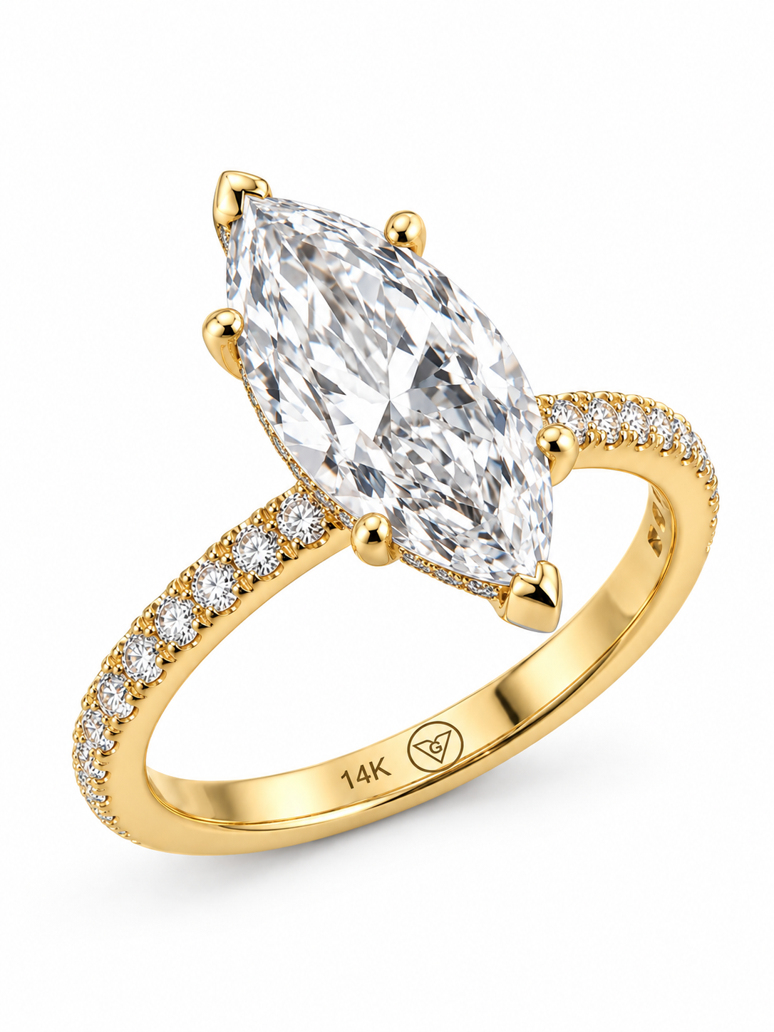 Marquise-Cut Lab-Grown Diamond Engagement Ring with Hidden Halo l Size 6