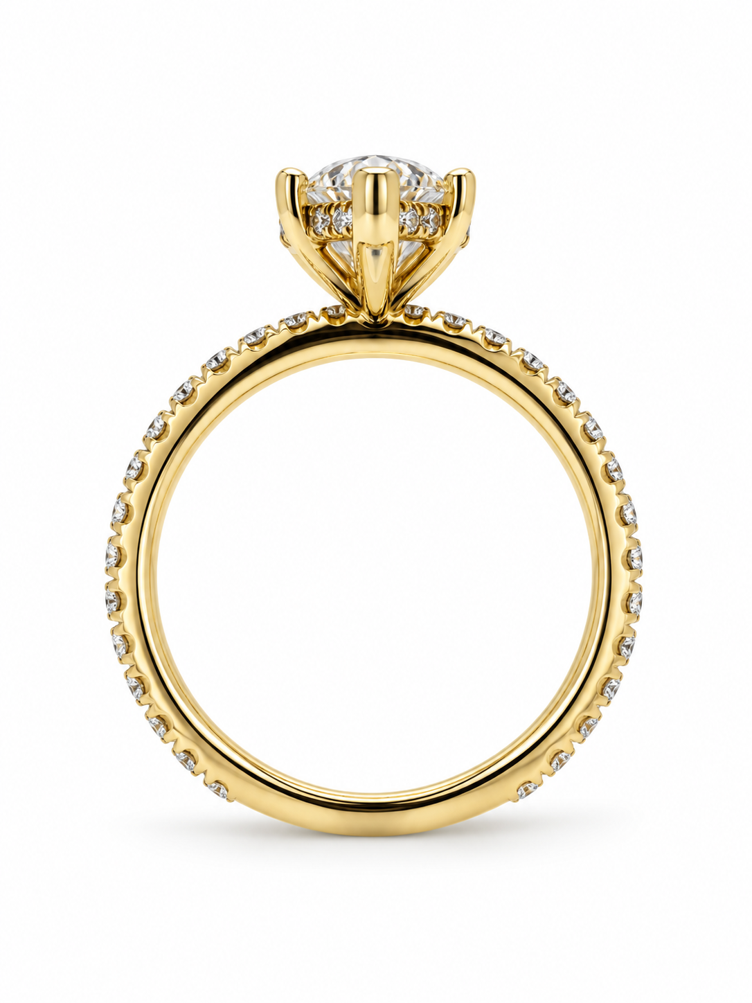 Marquise-Cut Lab-Grown Diamond Engagement Ring with Hidden Halo l Size 6