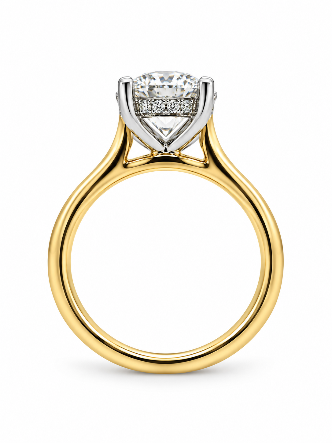 Round Brilliant Lab-Grown Diamond Engagement Ring with Hidden Halo l Size 6