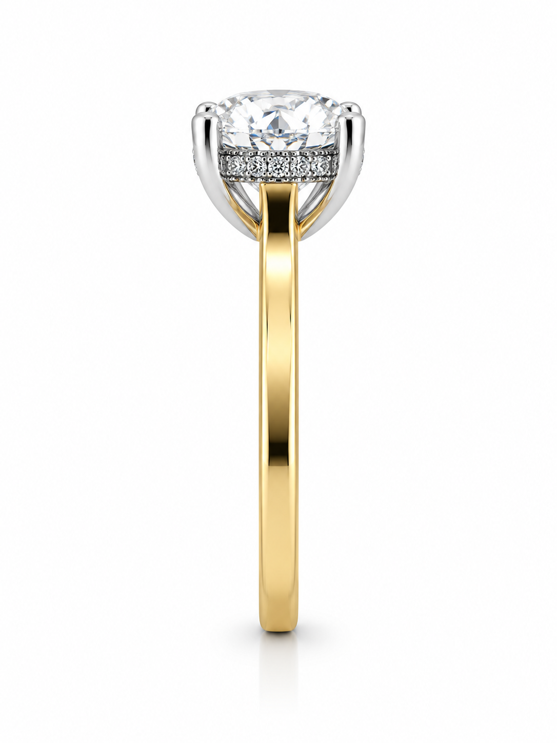 Round Brilliant Lab-Grown Diamond Engagement Ring with Hidden Halo l Size 6
