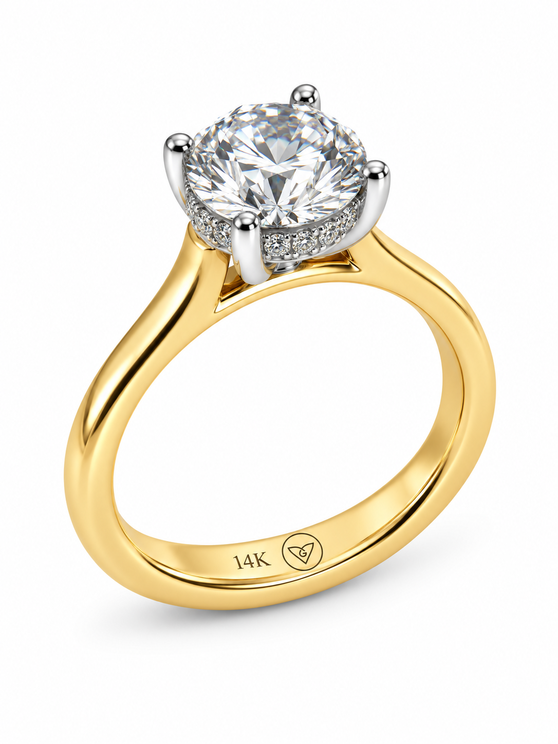 Round Brilliant Lab-Grown Diamond Engagement Ring with Hidden Halo l Size 6