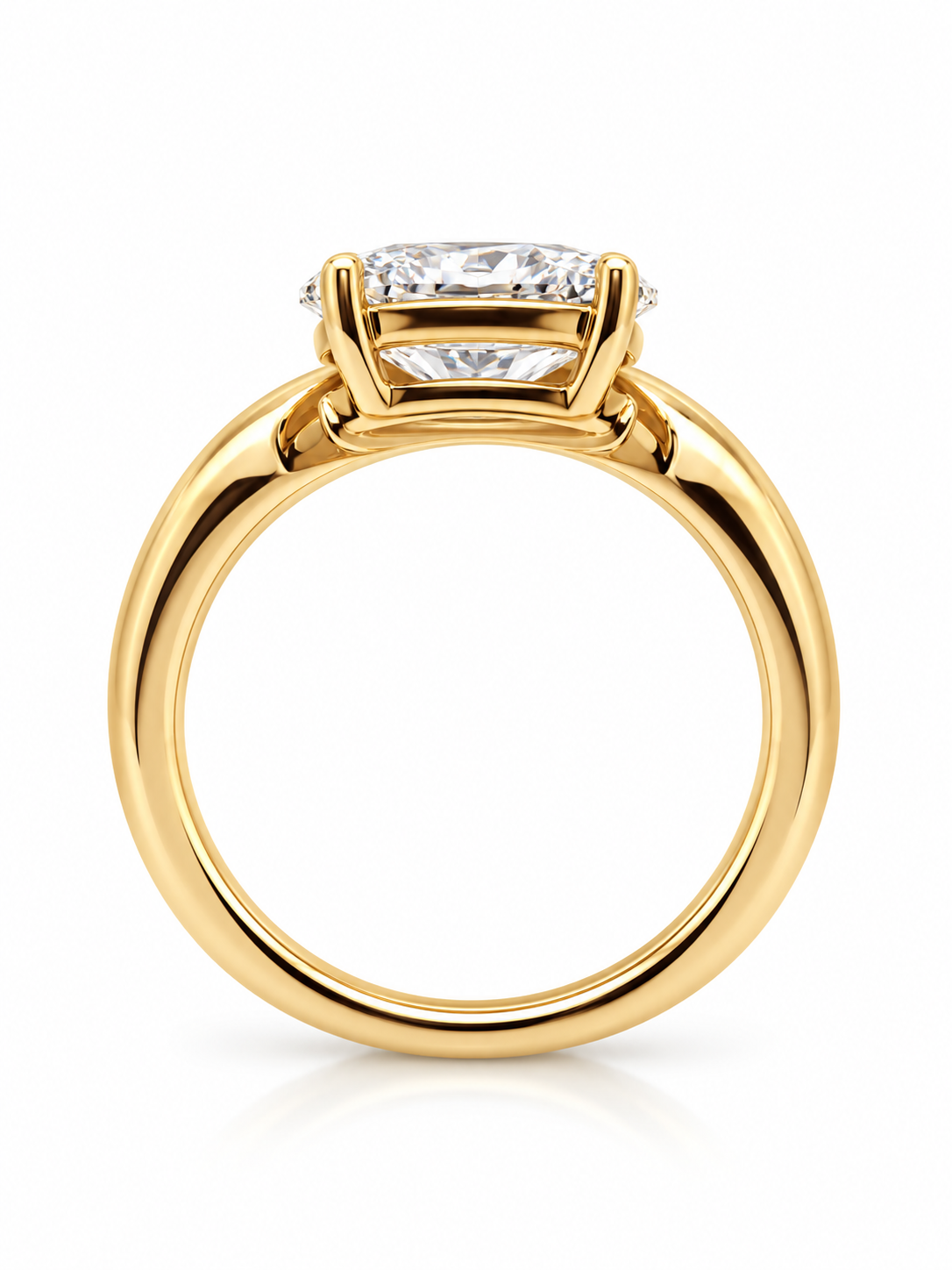 Oval Lab-Grown Diamond Curved Solitaire Engagement Ring l Size 6