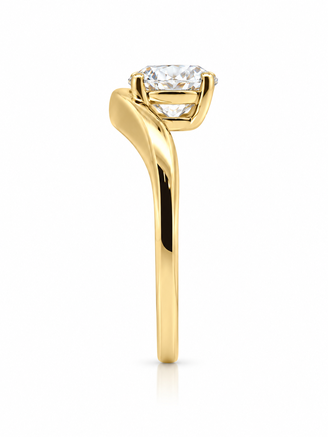 Oval Lab-Grown Diamond Curved Solitaire Engagement Ring l Size 6