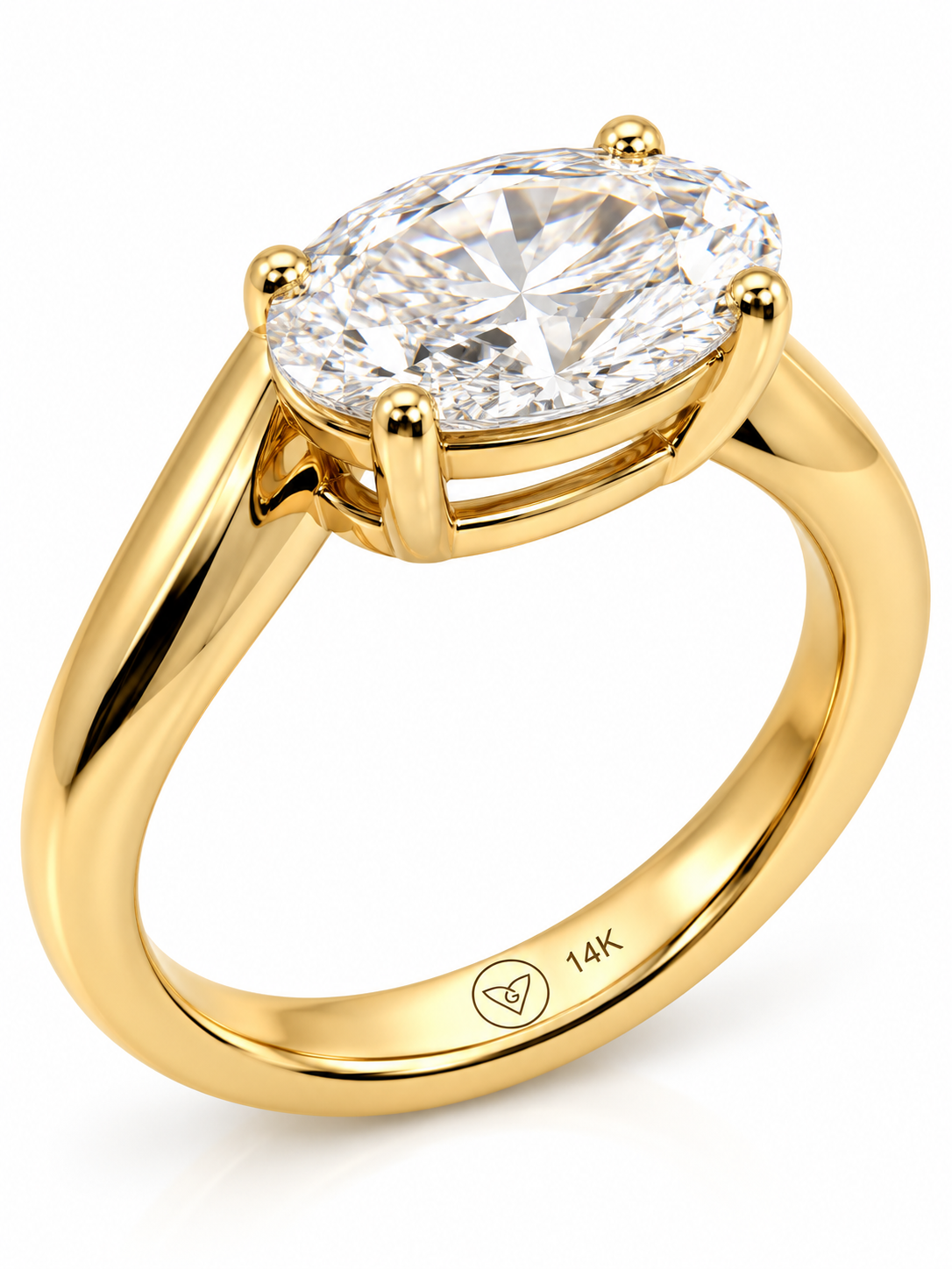 Oval Lab-Grown Diamond Curved Solitaire Engagement Ring l Size 6