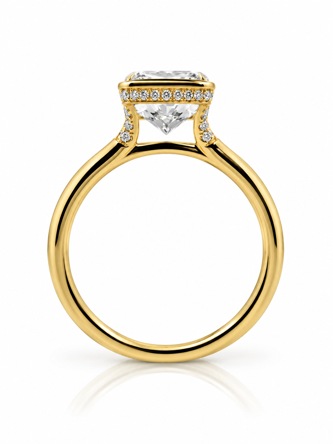 Radiant-Cut Lab-Grown Diamond Engagement Ring with Hidden Halo in 14K Yellow Gold l Size 6