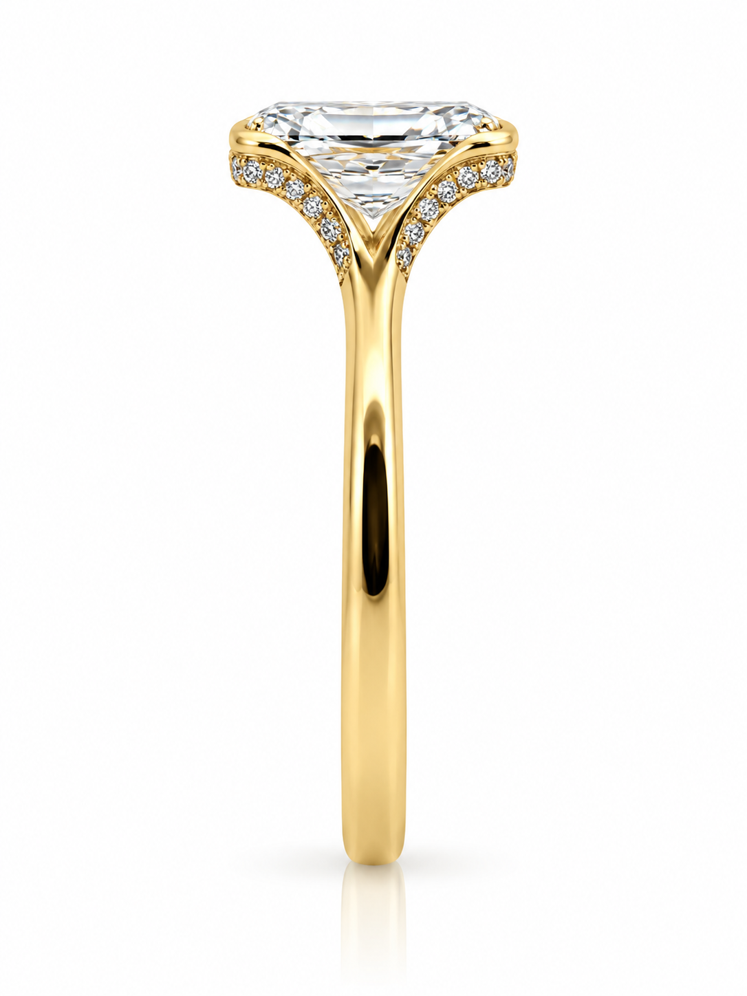 Radiant-Cut Lab-Grown Diamond Engagement Ring with Hidden Halo in 14K Yellow Gold l Size 6