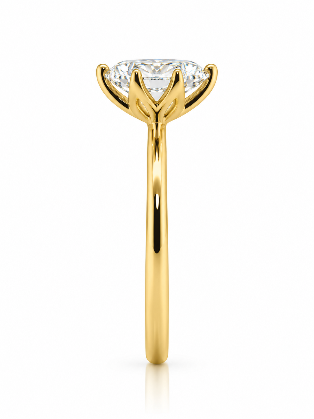 Oval Lab-Grown Diamond Solitaire Engagement Ring with Tulip Setting in 14K Yellow Gold l Size 6