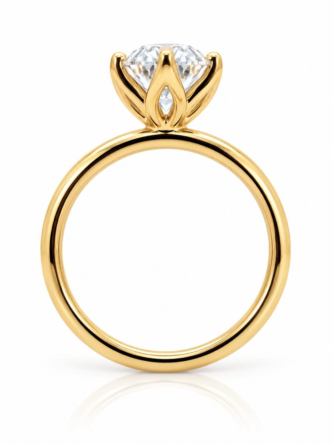 Oval Lab-Grown Diamond Solitaire Engagement Ring with Tulip Setting in 14K Yellow Gold l Size 6