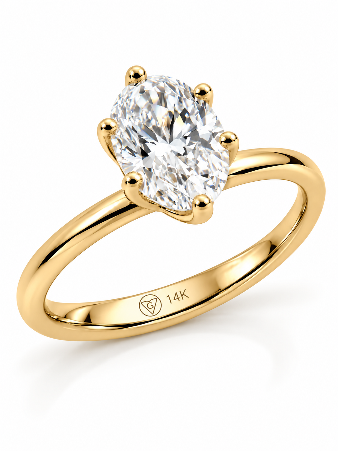 Oval Lab-Grown Diamond Solitaire Engagement Ring with Tulip Setting in 14K Yellow Gold l Size 6