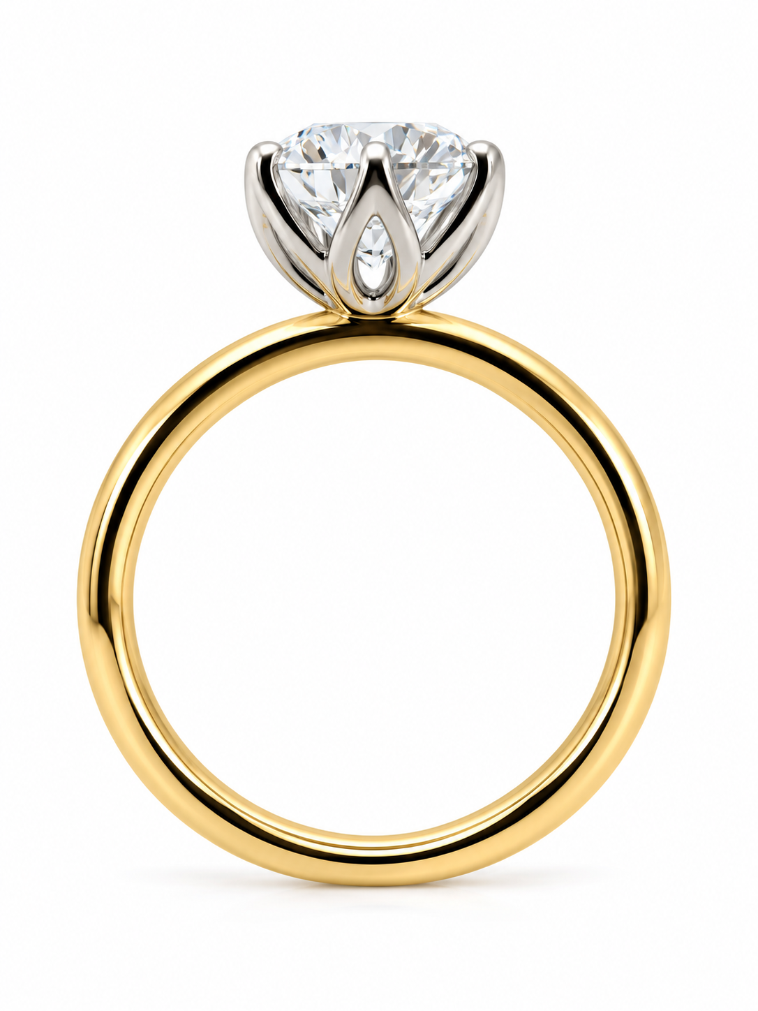 Round Brilliant Lab-Grown Diamond Solitaire Ring with Tulip Setting  in 14K Gold l Size 6