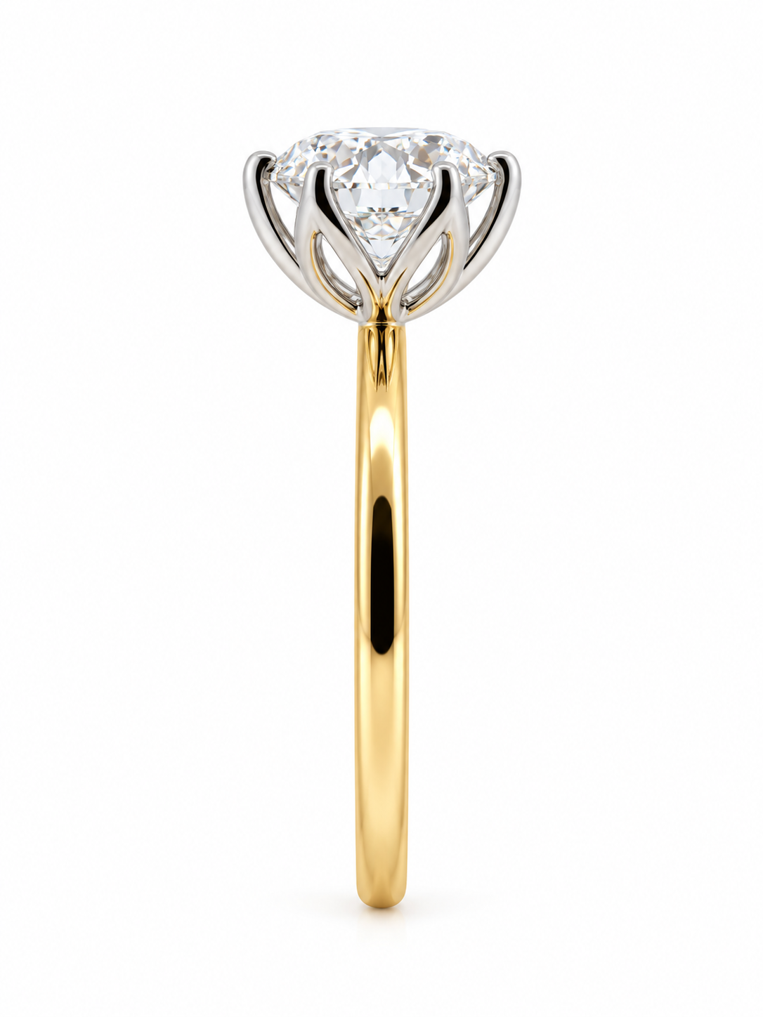 Round Brilliant Lab-Grown Diamond Solitaire Ring with Tulip Setting  in 14K Gold l Size 6