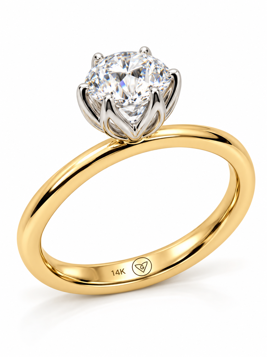 Round Brilliant Lab-Grown Diamond Solitaire Ring with Tulip Setting  in 14K Gold l Size 6