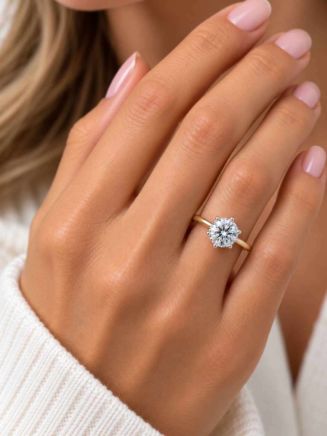 Round Brilliant Lab-Grown Diamond Solitaire Ring with Tulip Setting  in 14K Gold l Size 6
