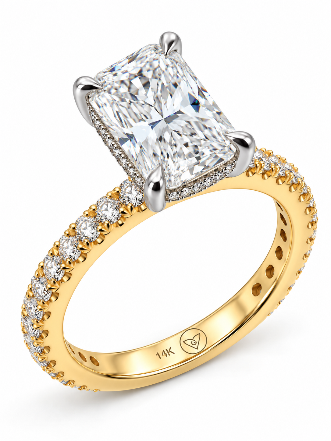 3.00 Carat Elongated Cushion Lab-Grown Diamond Engagement Ring in 14k Two-Tone l Size 6