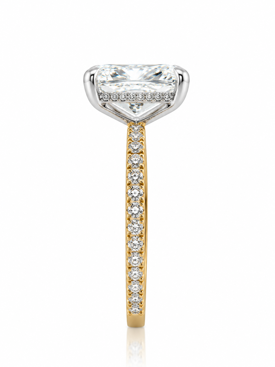 3.00 Carat Elongated Cushion Lab-Grown Diamond Engagement Ring in 14k Two-Tone l Size 6