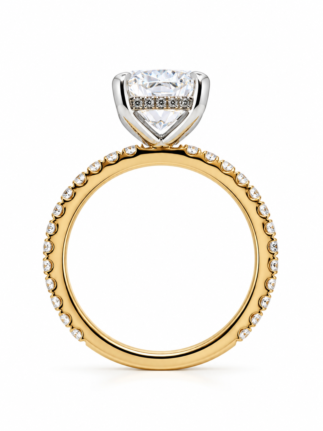 3.00 Carat Elongated Cushion Lab-Grown Diamond Engagement Ring in 14k Two-Tone l Size 6