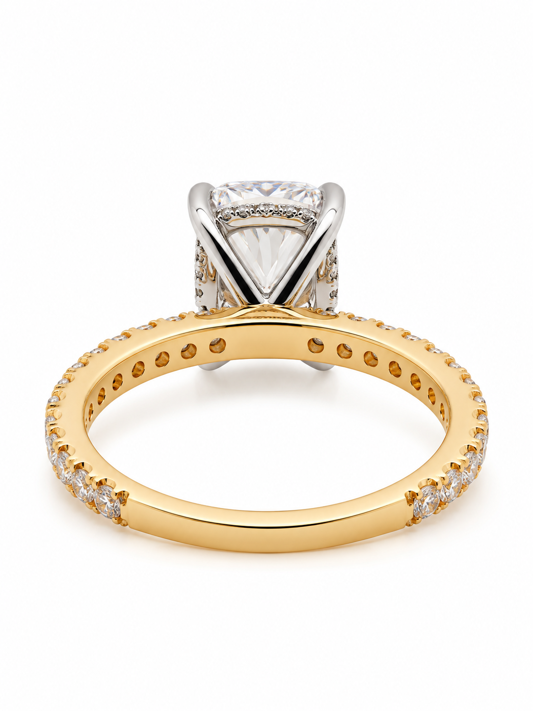 3.00 Carat Elongated Cushion Lab-Grown Diamond Engagement Ring in 14k Two-Tone l Size 6