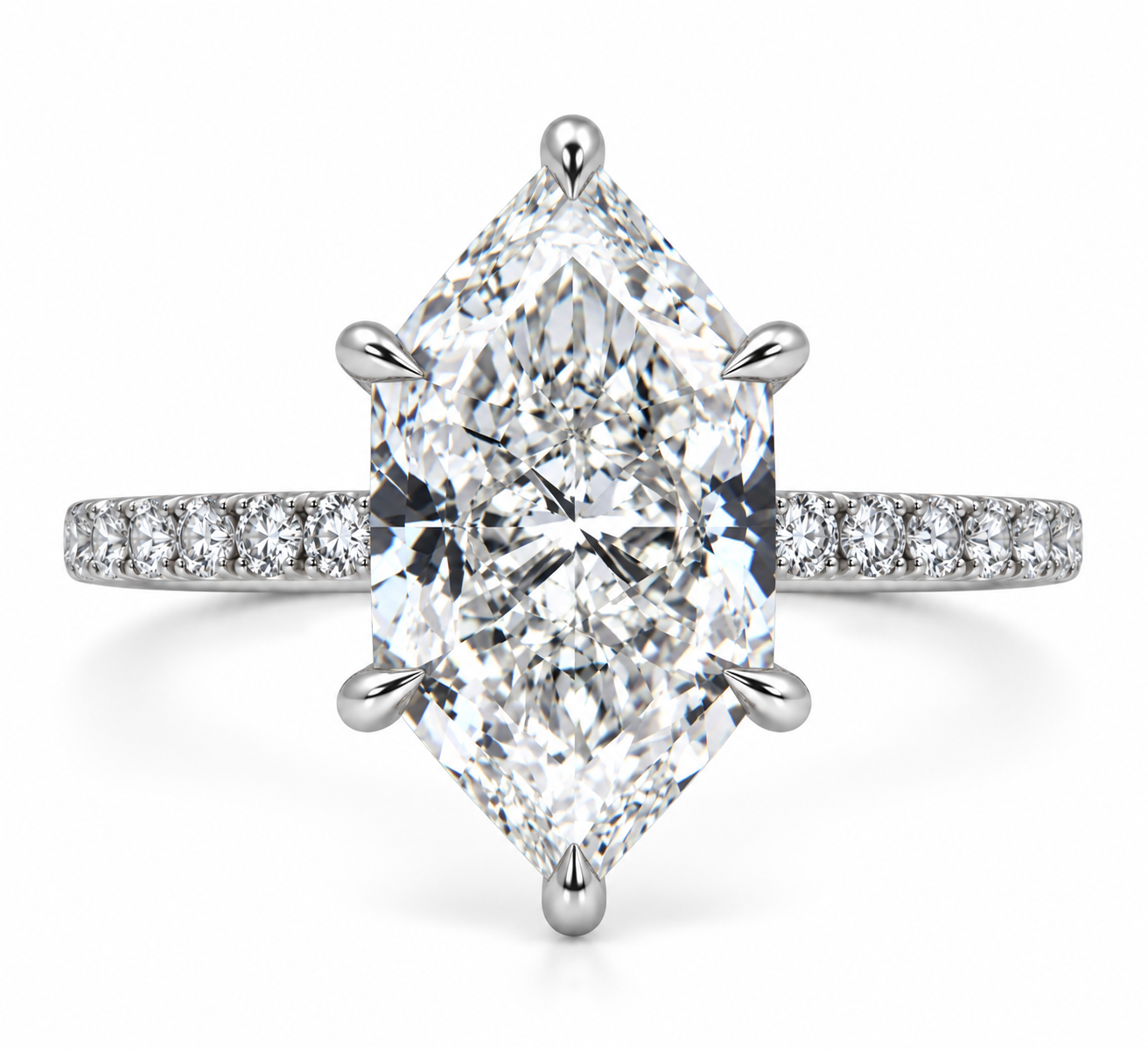 3.00 Carat Lab-Grown Hexagon Diamond Engagement Ring in 14k Gold l Size 6