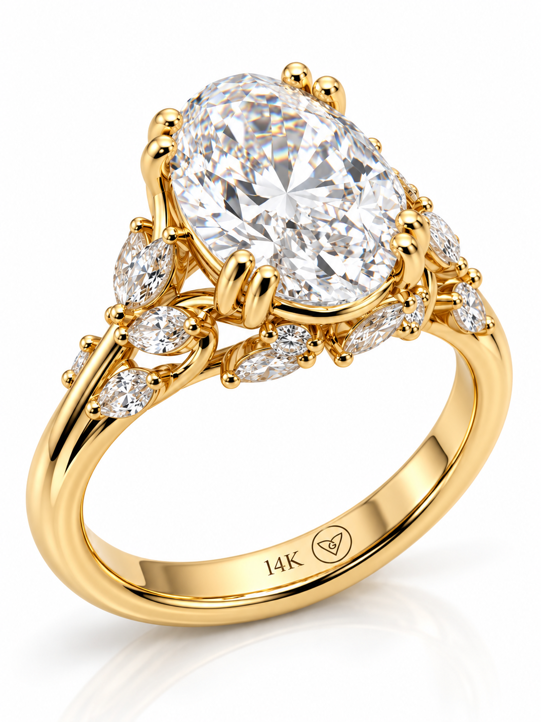 5.00 Carat Lab-Grown Oval-cut Diamond Floral Engagement Ring