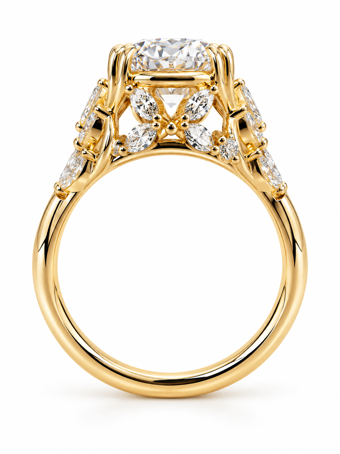 5.00 Carat Lab-Grown Oval-cut Diamond Floral Engagement Ring