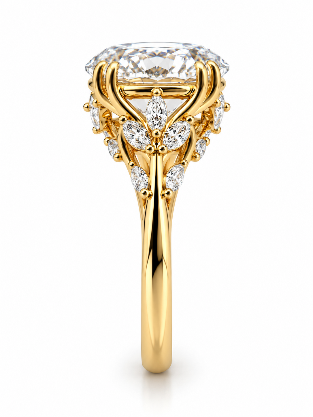 5.00 Carat Lab-Grown Oval-cut Diamond Floral Engagement Ring