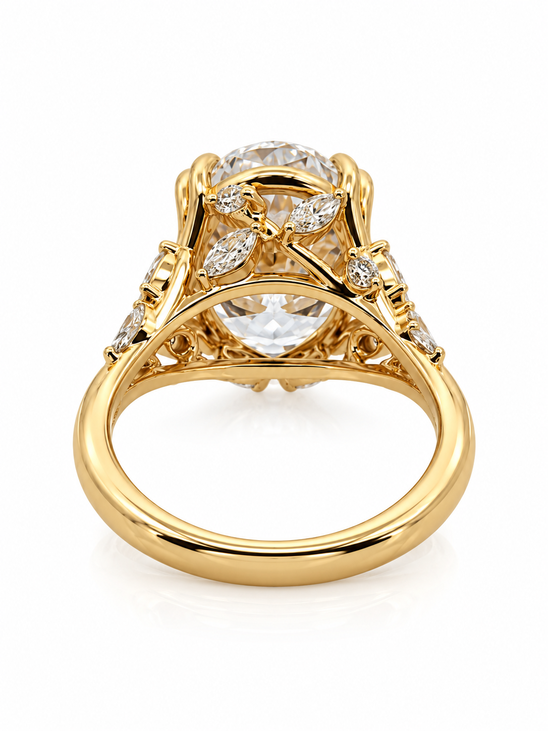 5.00 Carat Lab-Grown Oval-cut Diamond Floral Engagement Ring