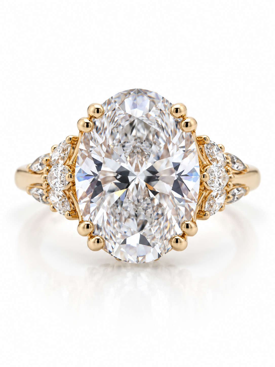 5.00 Carat Lab-Grown Oval-cut Diamond Floral Engagement Ring