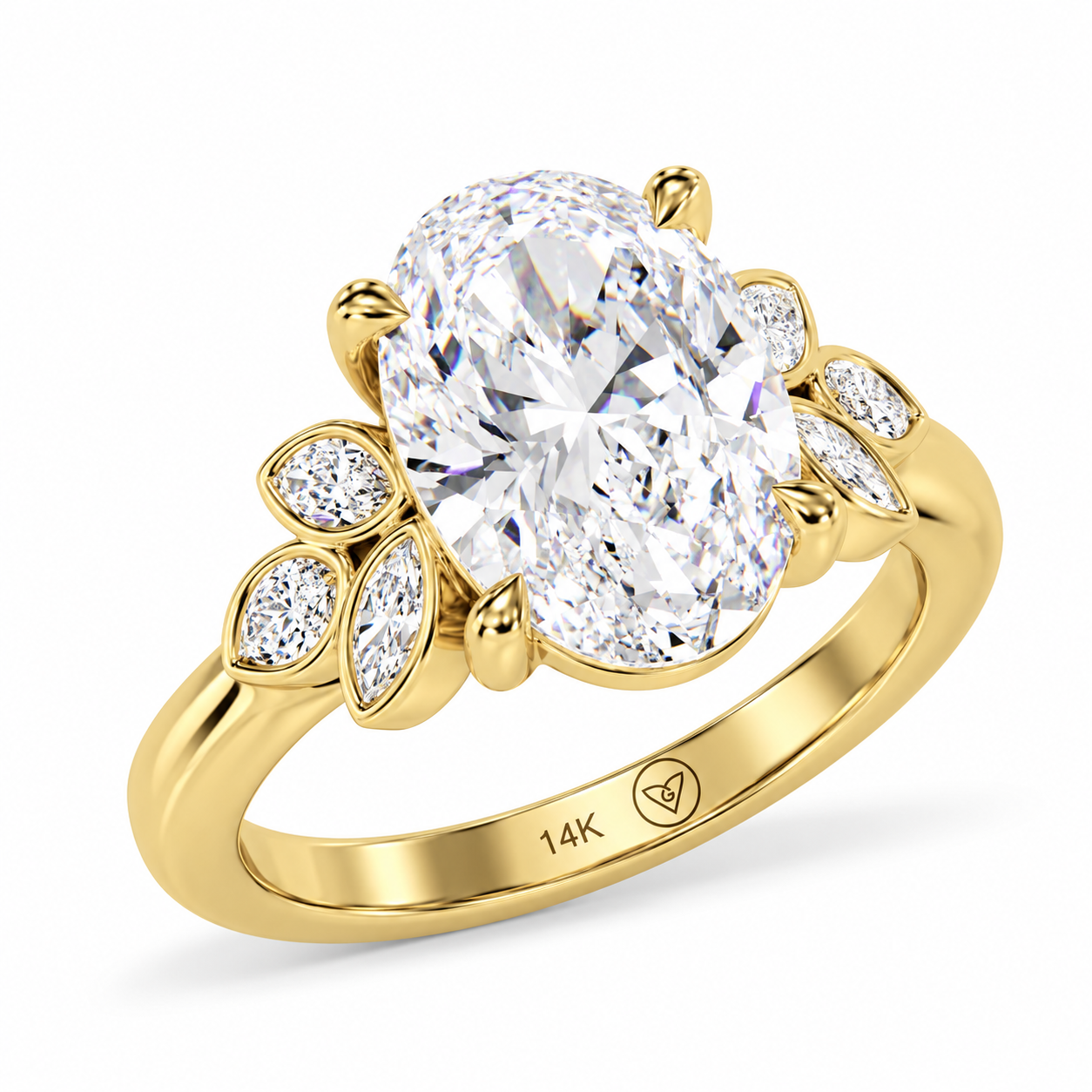 2.00 Carat Lab-Grown Oval Diamond Floral Engagement Ring l Size 6