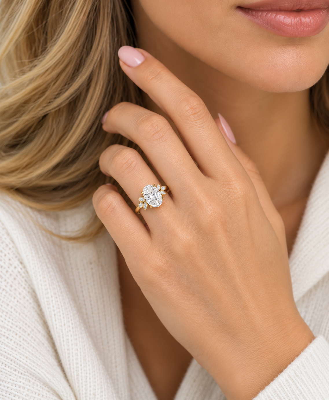 2.00 Carat Lab-Grown Oval Diamond Floral Engagement Ring l Size 6