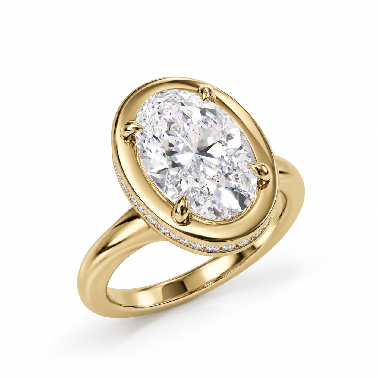 2.00 Carat Lab-Grown Oval Diamond Bypass Engagement Ring with Hidden Halo in 14K Yellow Gold l Size 6