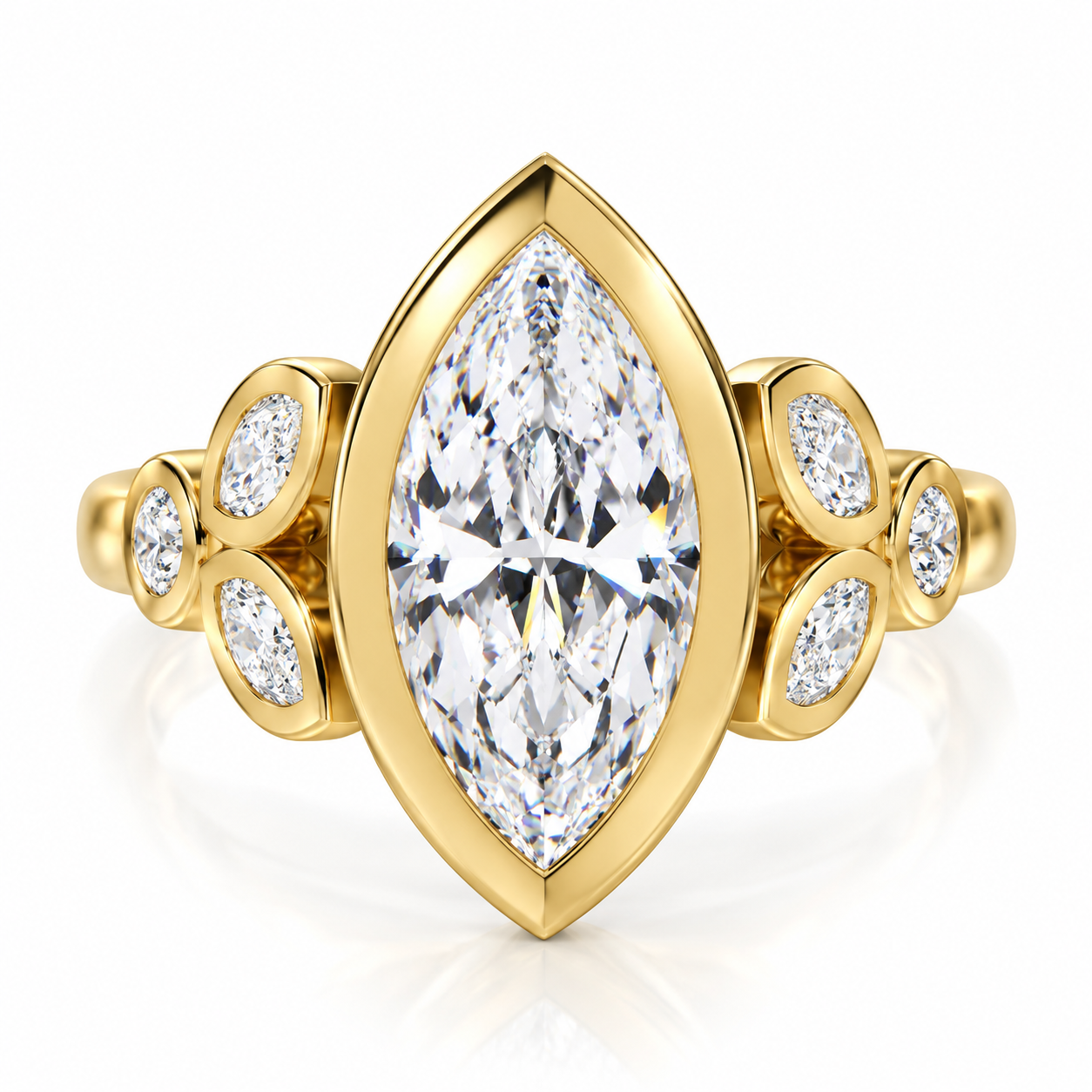 2.00 Carat Lab-Grown Marquise Diamond Floral Engagement Ring in 14K Yellow Gold l Size 6