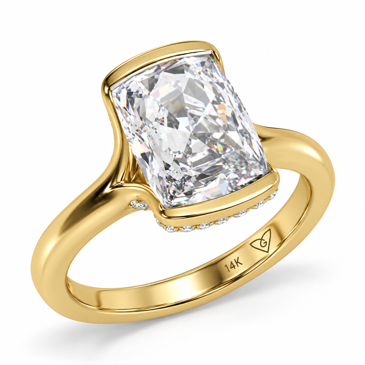 3.00ct Lab-Grown Elongated Cushion Diamond Engagement Ring in 14K Yellow Gold l Size 6