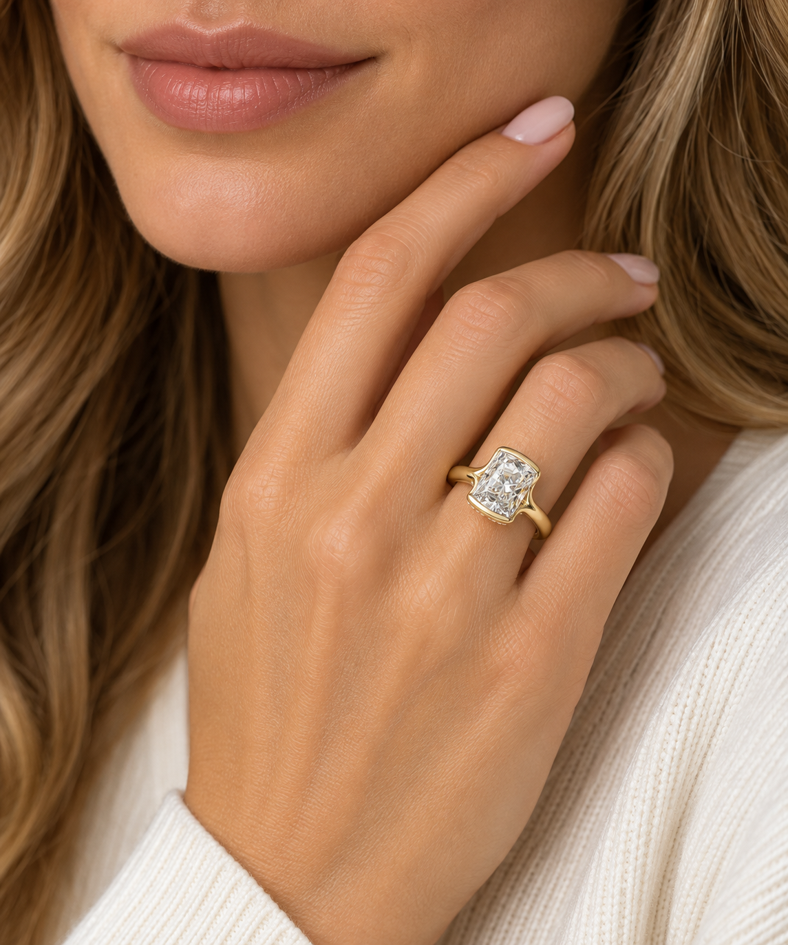 3.00ct Lab-Grown Elongated Cushion Diamond Engagement Ring in 14K Yellow Gold l Size 6