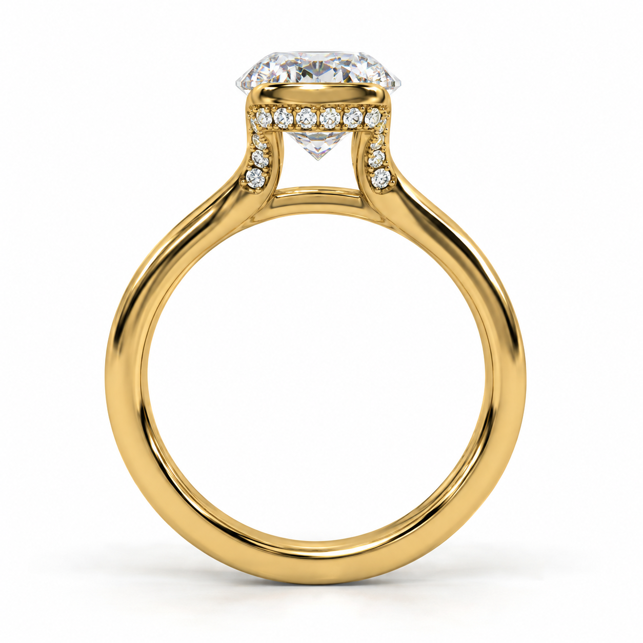 3.00 Carat Lab-Grown Oval Diamond Semi-Bezel Engagement Ring in 14K Yellow Gold l Size 6