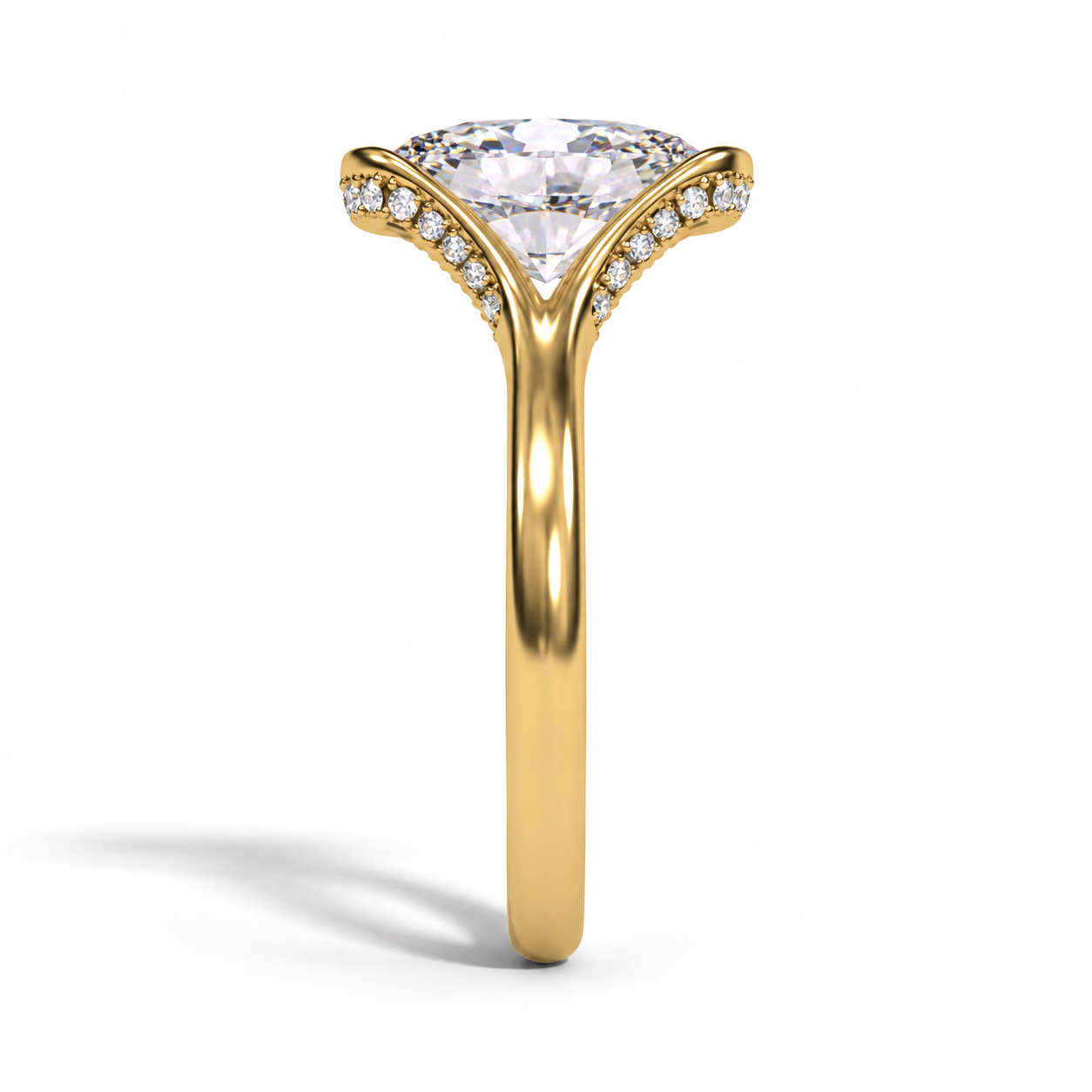 3.00 Carat Lab-Grown Oval Diamond Semi-Bezel Engagement Ring in 14K Yellow Gold l Size 6