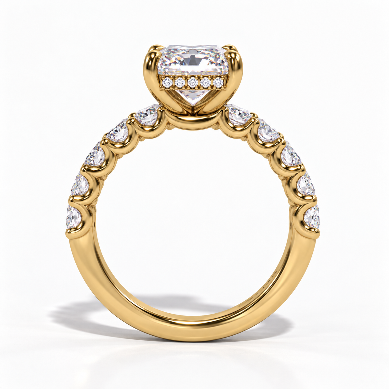 Elongated Radiant-Cut Lab-Grown Diamond Engagement Ring in 14K Yellow Gold l Size 6