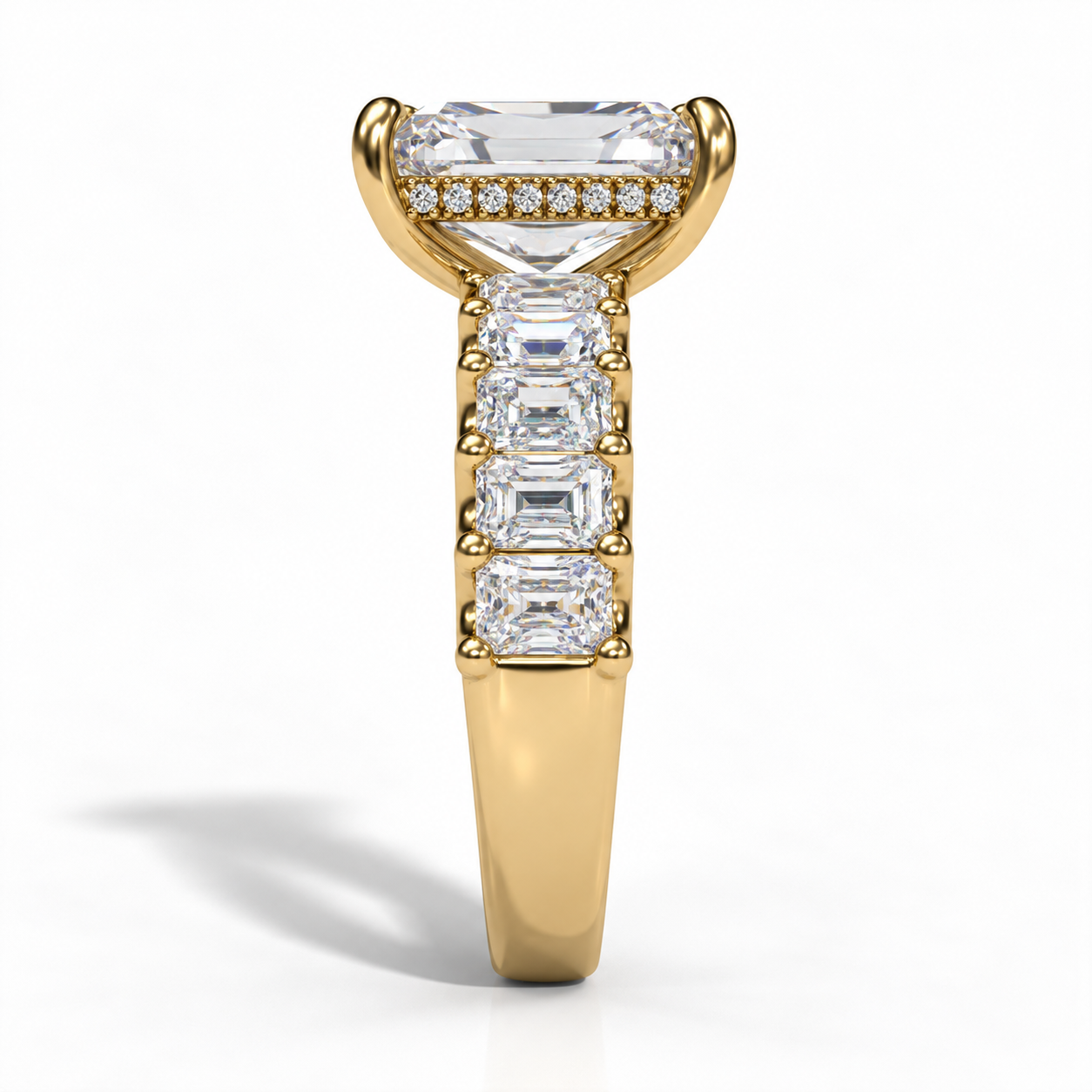 Elongated Radiant-Cut Lab-Grown Diamond Engagement Ring in 14K Yellow Gold l Size 6
