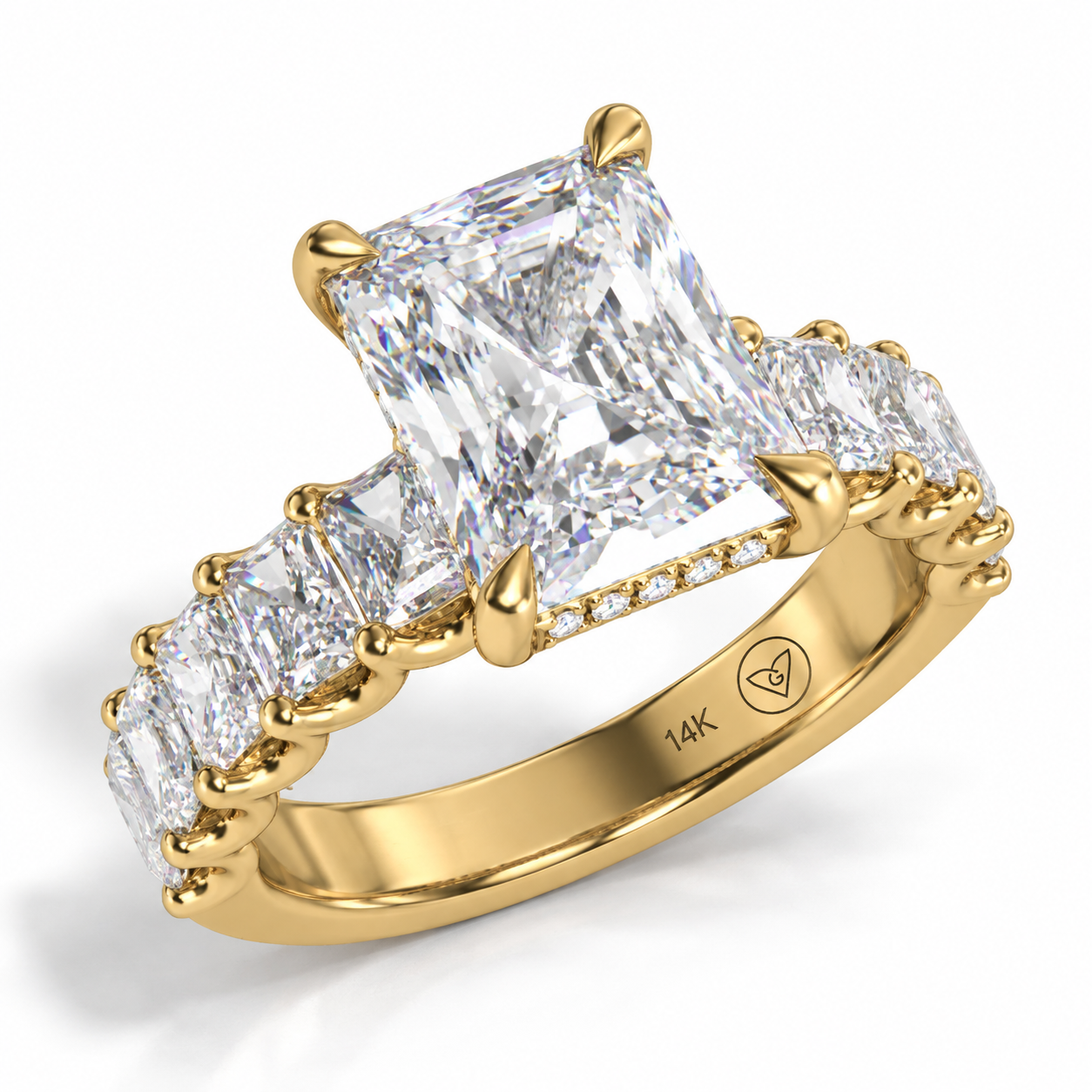 Elongated Radiant-Cut Lab-Grown Diamond Engagement Ring in 14K Yellow Gold l Size 6